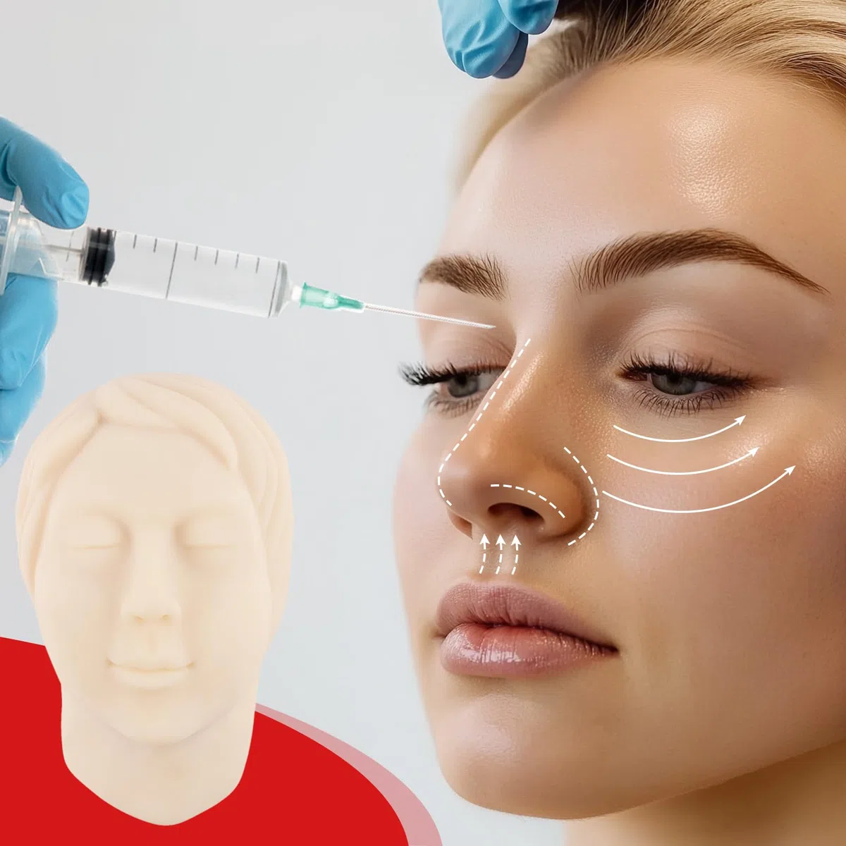 Modello di testa di manichino in silicone per addestramento all'iniezione Modello di testa per l'insegnamento della micro-plastica, formazione pratica per studenti di medicina, dottore, estetista