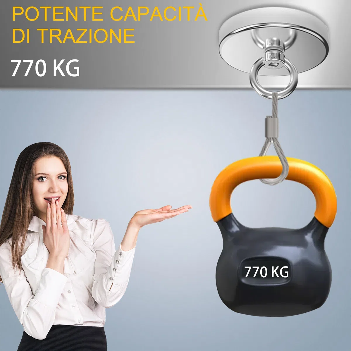 Magnetpro Magnete da pesca con forza di trazione superiore a 770 kg, magneti al neodimio resistenti con occhiello, diametro 120 mm calamita per pesca magnetica, caccia, recupero nel fiume