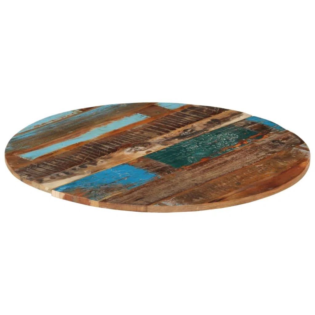Piano Tavolo Rotondo 80 cm 15-16 mm in Legno di Recupero Multicolore,286035