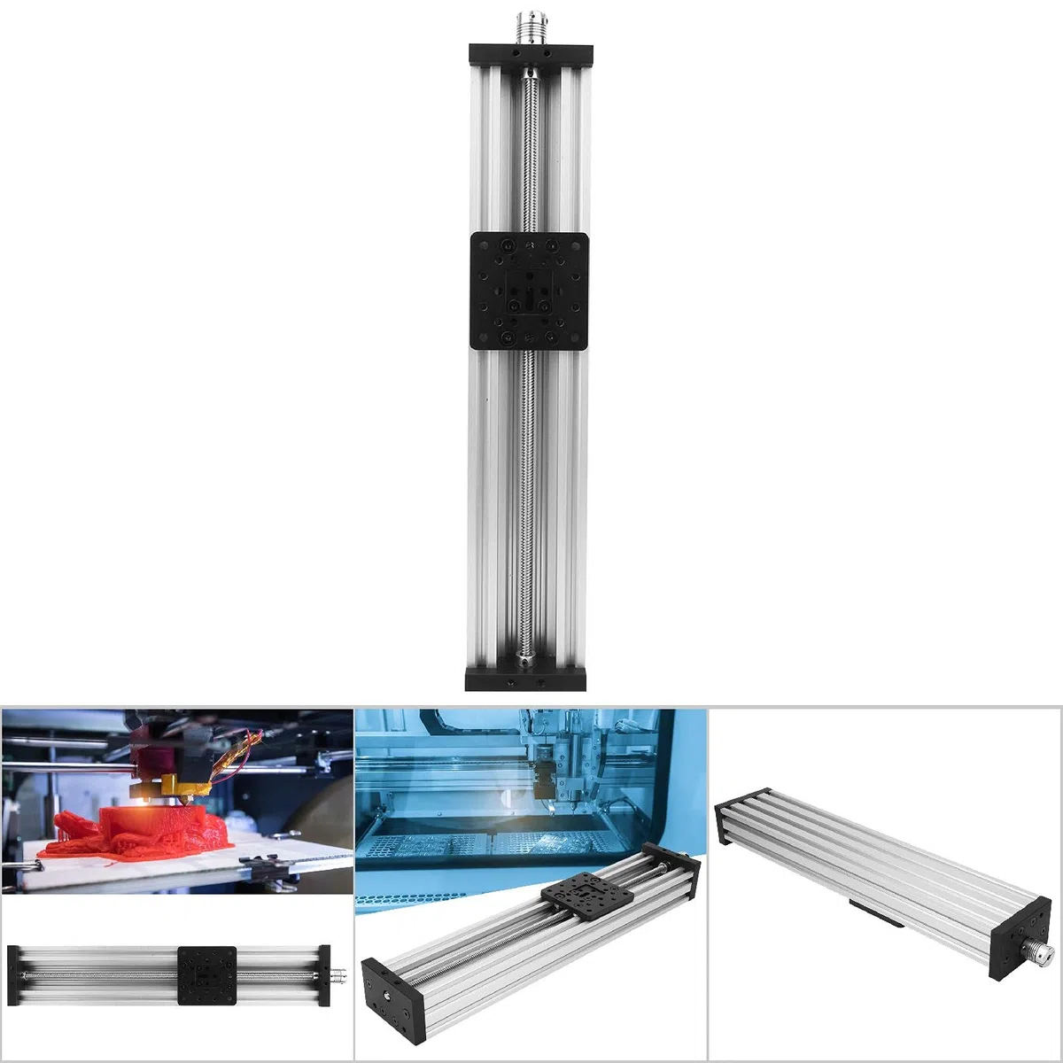 Guida Lineare 8mm in Lega di Alluminio per Stampante 3D, Attuatore con Vite a Ricircolo di Sfere, Movimento CNC Silenzioso, Guida di Scorrimento da 400mm - Argento