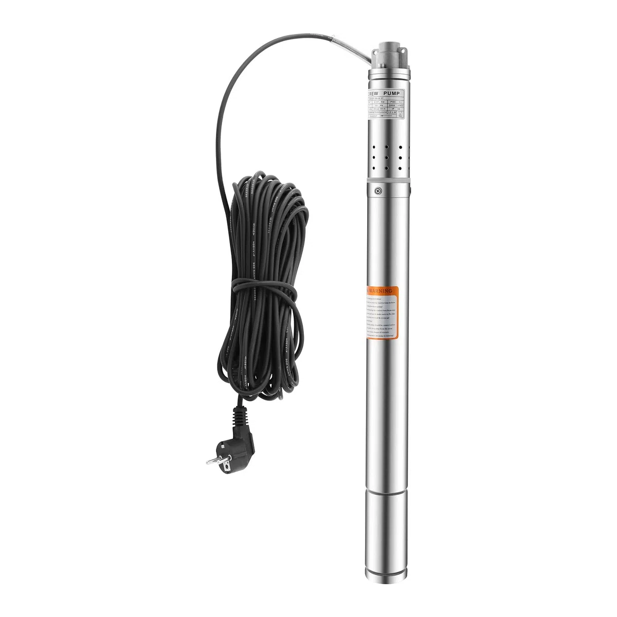 Pompa per pozzi profondi da 2 pollici, 370 W, portata massima 1000 l/h, pompa sommersa max. altezza 55 m, profondità max. 35 m, cavo di collegamento da 23 m, acciaio inox