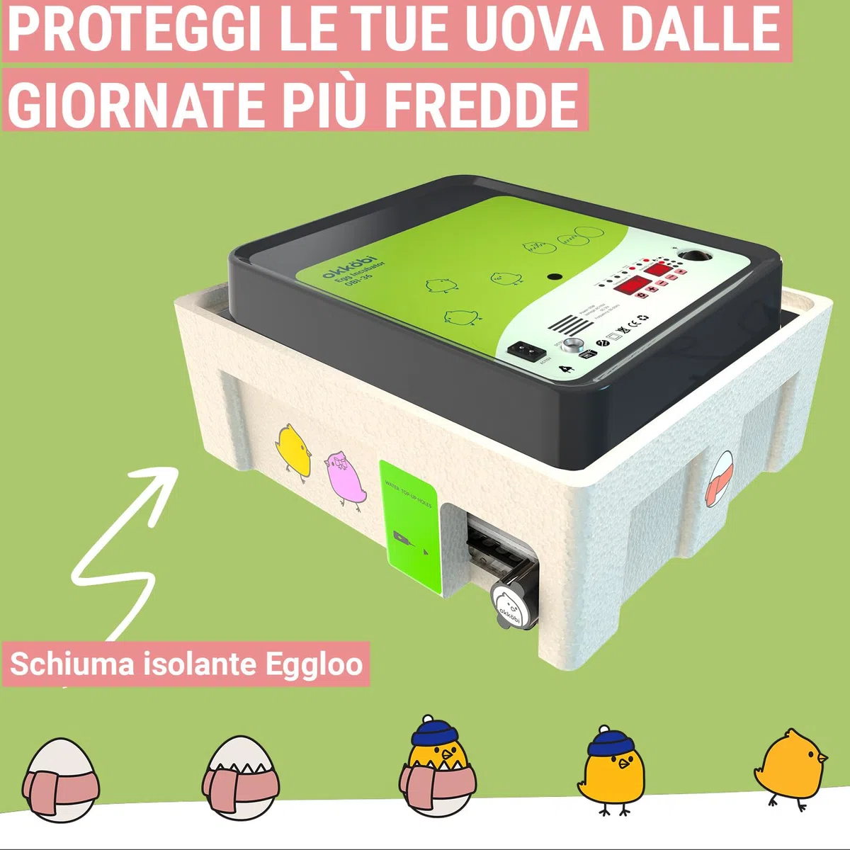 OBI-36 Incubatrice 36 uova per galline, papere e altri + NUOVE 2024 + Rotazione automatica + Controllo Temperatura + Indicatore Umidità + Candela per uova integrata + GARANZIA 5 ANNI