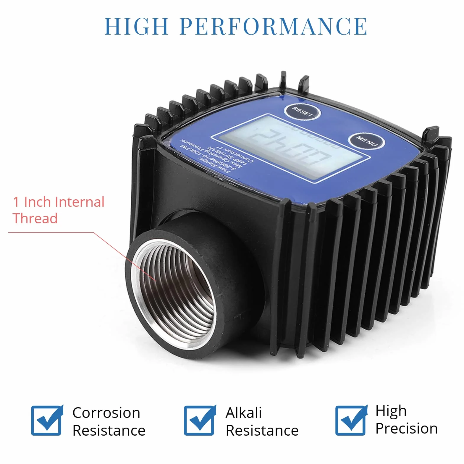 Misuratore di flusso di Digital, 5-120 L/Min 1 misuratore di flusso della turbina di pollice con esposizione LCD, misuratore di flusso del combustibile di accuratezza di 1% per i