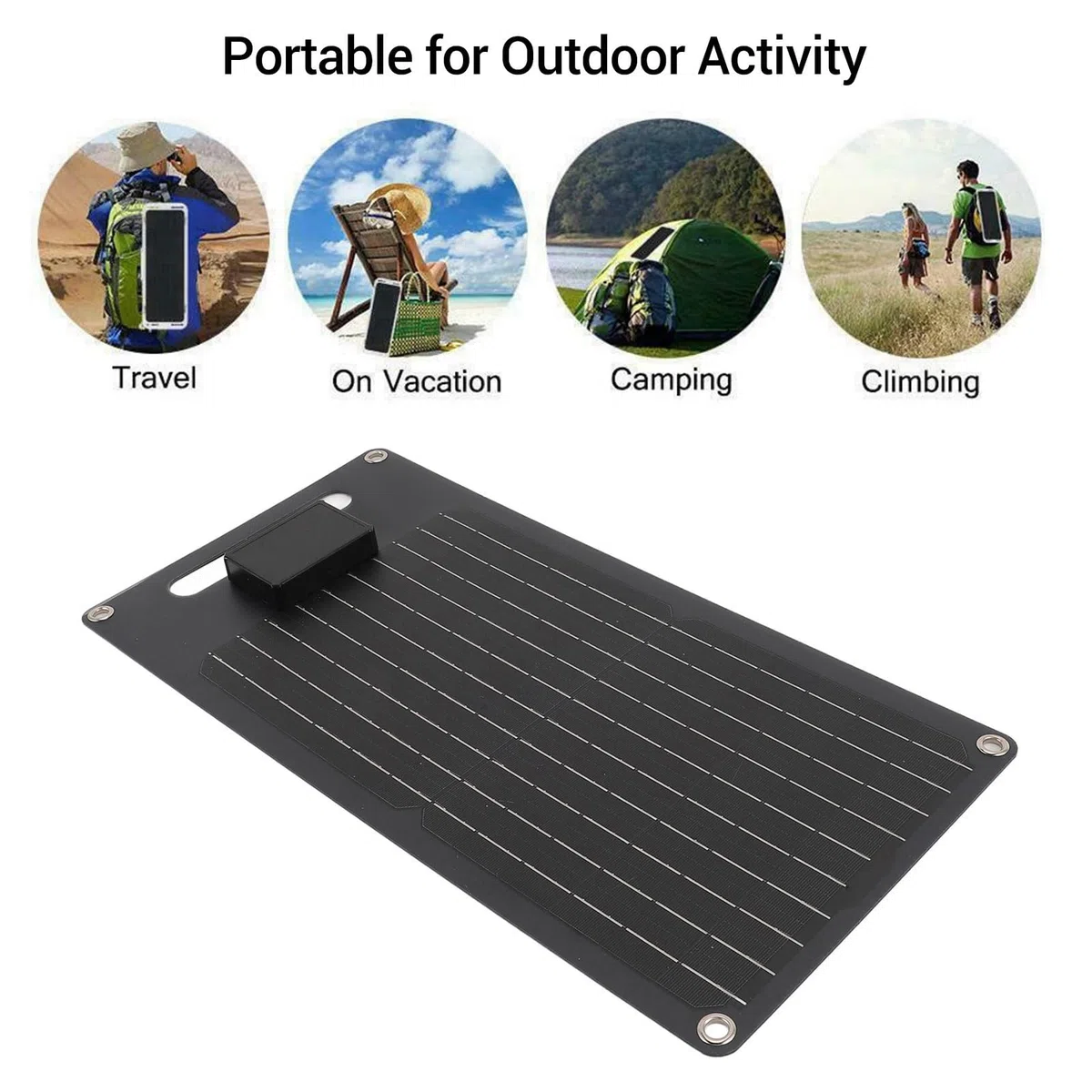 Buachois Kit Pannello Solare,50W 12V Portatile Pannello Solare Monocristallino ad Alta Efficienza con Cavo USB e Clip per Ricarica della Batteria del Veicolo