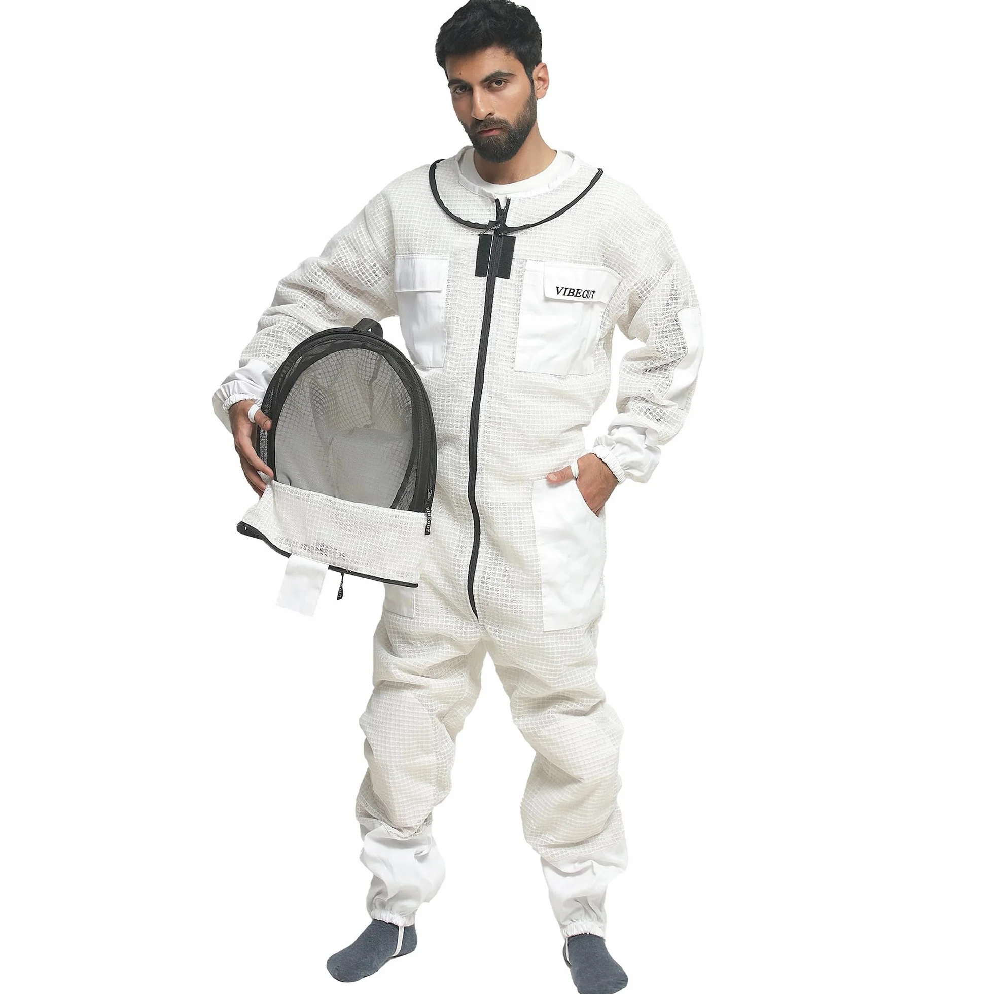 Tuta da apicoltura ultra ventilata, a 3 strati, in rete ad aria, per uomini e donne, con velo da scherma, professionale, a prova di puntura, per apicoltura, attrezzatura di protezione per apicoltori