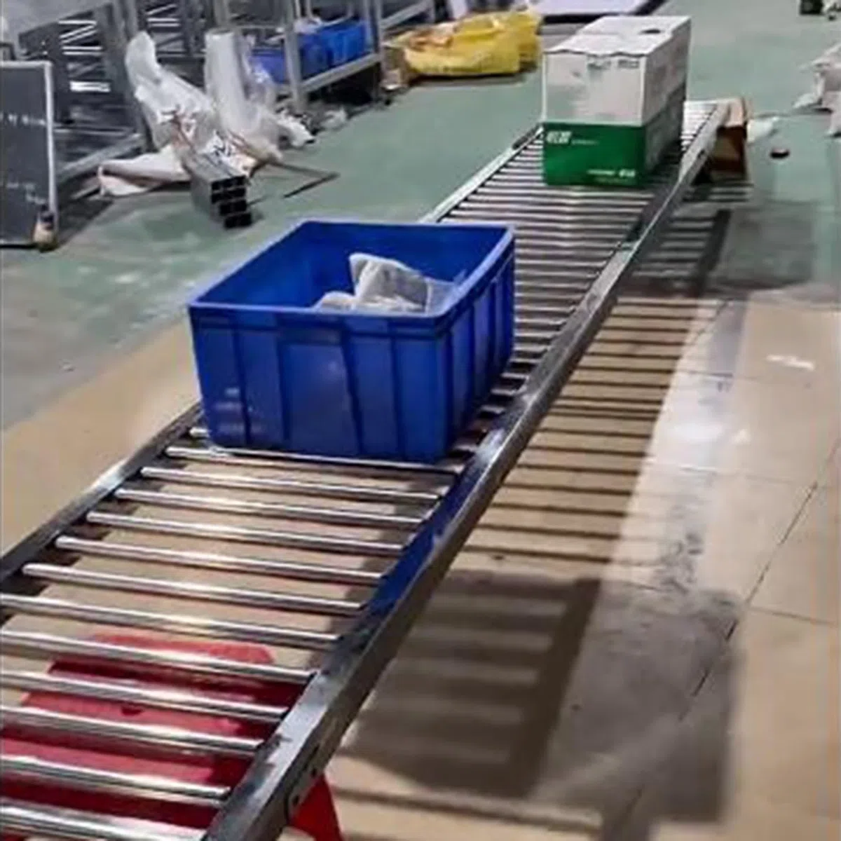 XPLKQXE Rulliera Nastro Trasportatore, Magazzini Trasportatore A gravità Leggero, Ruote per Pattini Non Motorizzate in Acciaio Inossidabile, Tavolo Trasportatore(50x200cm)