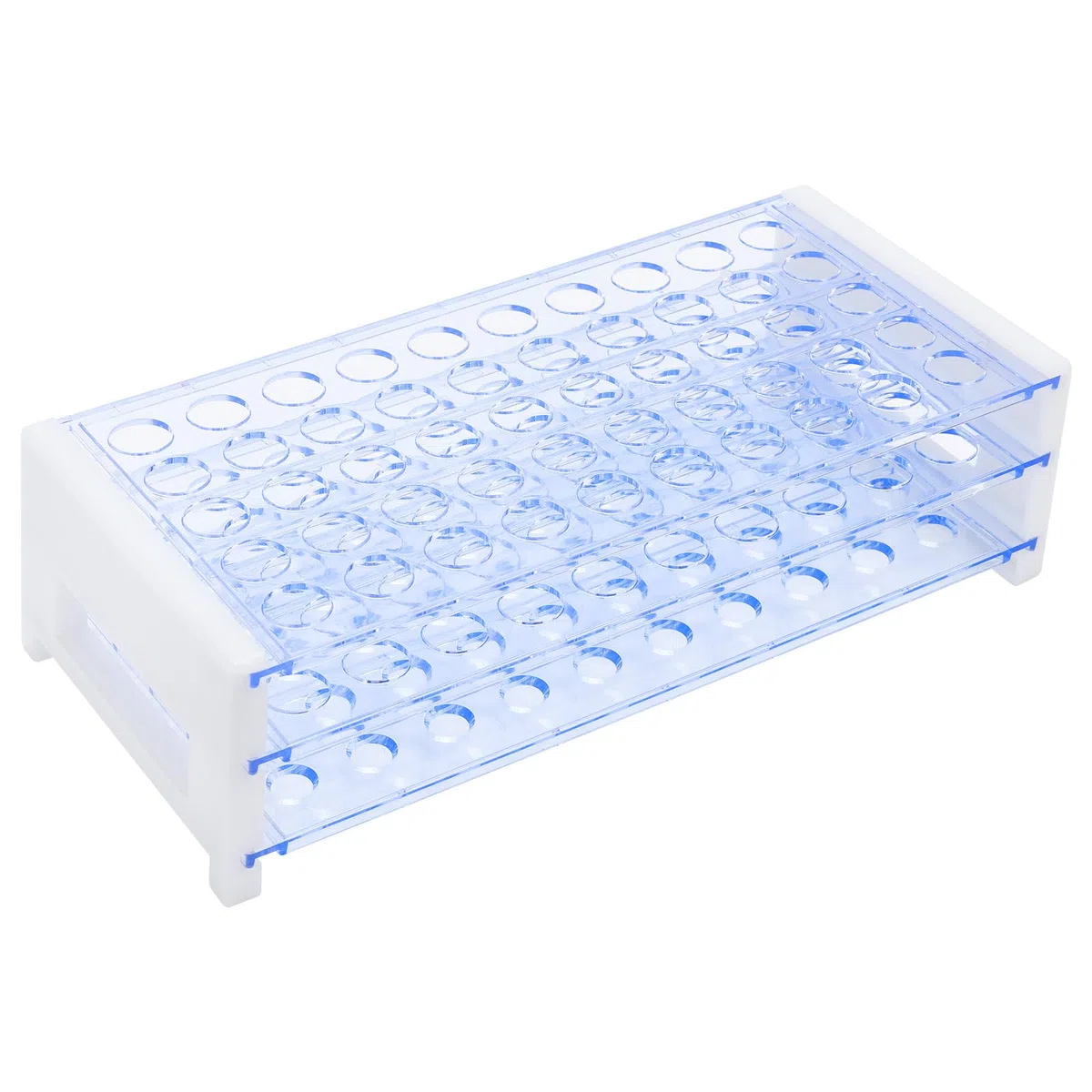 BorinGlass Portatubi di Prova con 50 Posti per Tubi di 13 mm di Diametro Esterno, Organizzatore Da Laboratorio in Plastica Robusta