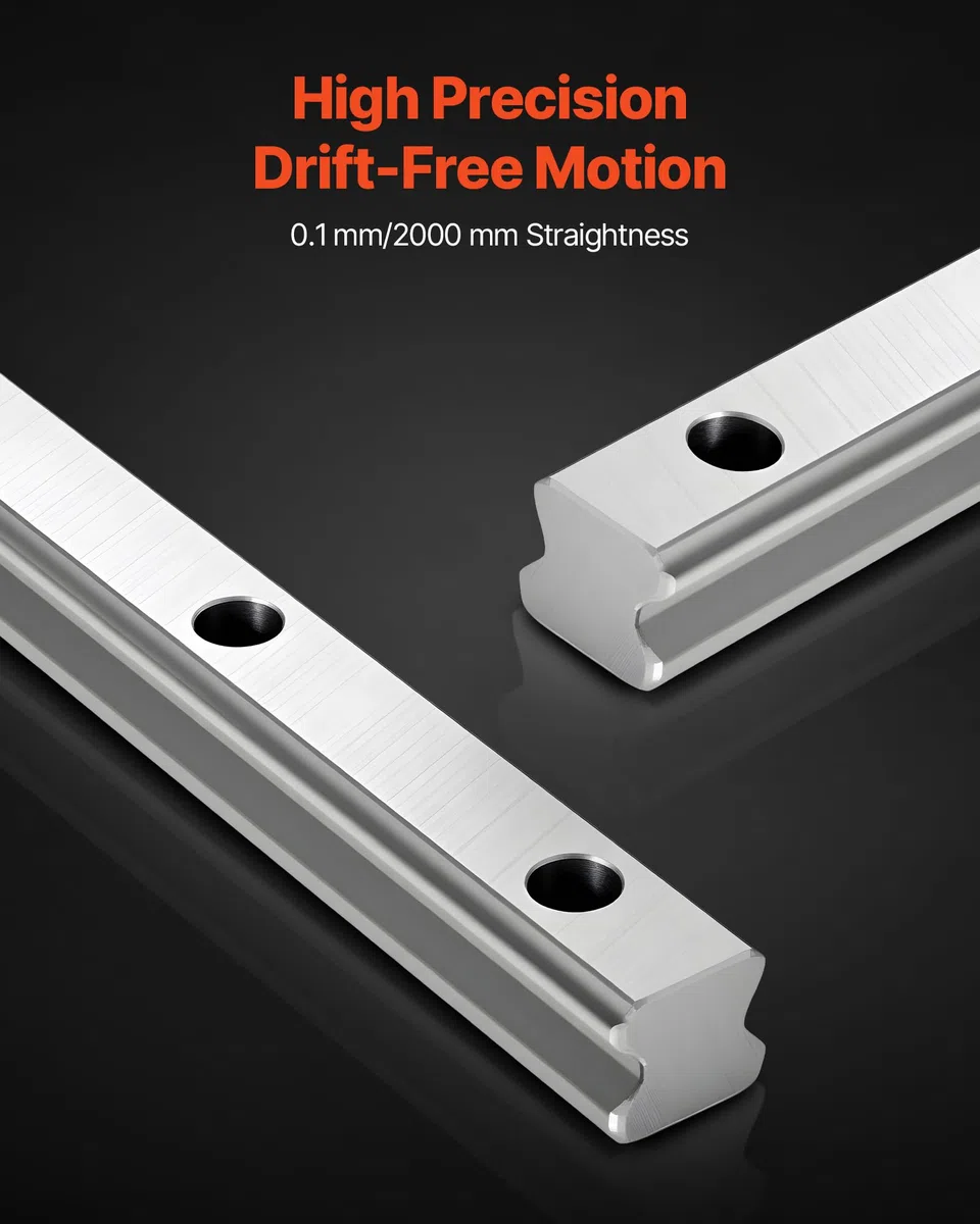 VEVOR Kit Guida Lineare HGR20 2 pezzi da 2000 mm, Guide Lineari 4 Blocchi di Scorrimento con Cuscinetti, Kit Antiruggine per Fai da te, Router CNC, Torni, Fresatrici, Stampanti 3D