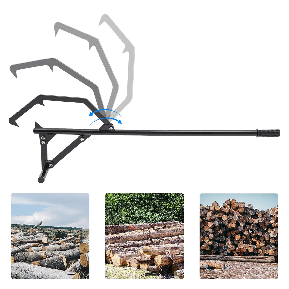 Timberjack - Alzacavi in acciaio, con gancio reversibile, regolabile manualmente, per un sollevamento sicuro, ruote e seghe di tronchi, nero
