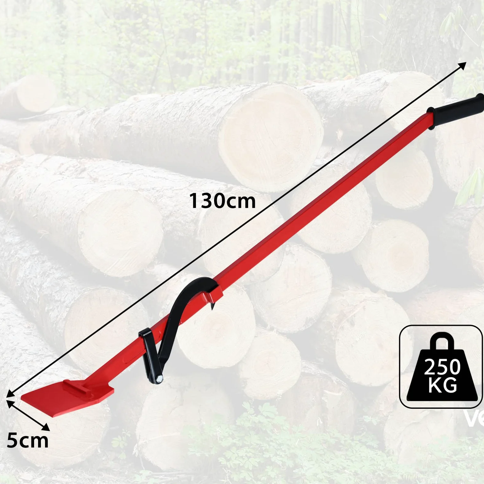 FIVMEN Sollevatore a cascata, 130 cm, forgiato con gancio reversibile e impugnatura antiscivolo, supporto per caduta in acciaio