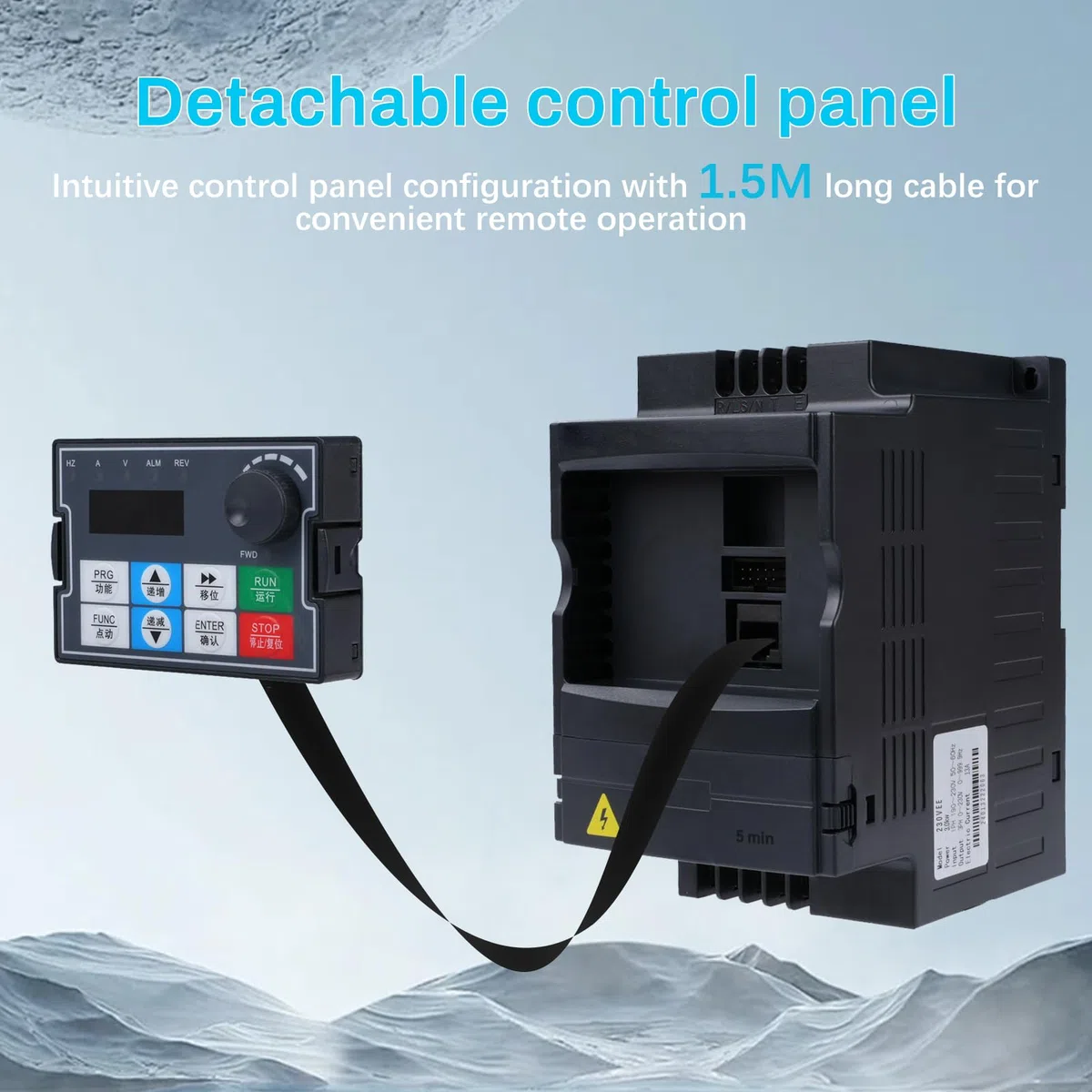 3kw Convertitore di frequenza 220V ingresso monofase 220V uscita trifase 220V 3kw Variatore di frequenza CNC Inverter di frequenza rimovibile modello 230VEE (con cavo di prolunga da 1,5m)