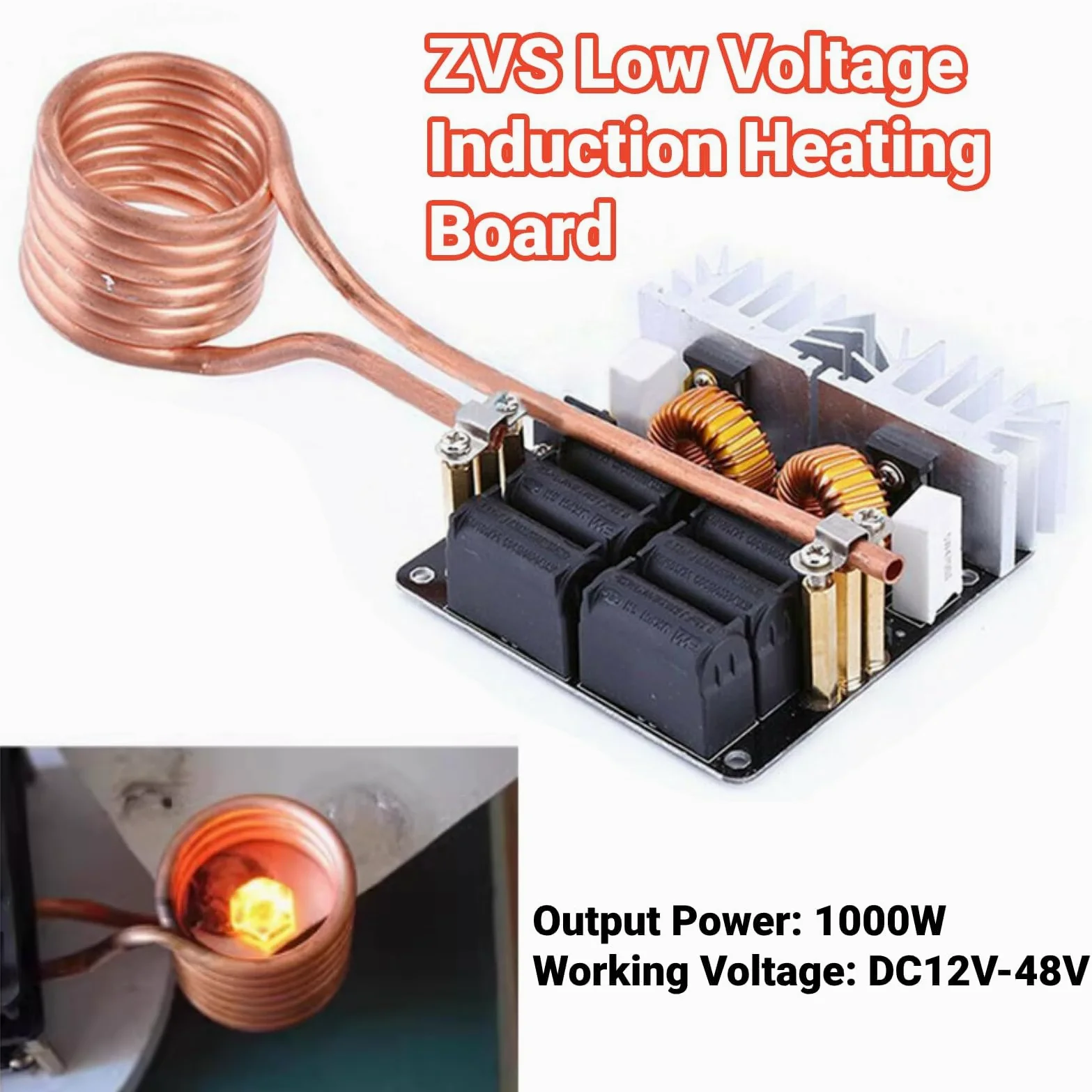 1000 W ZVS Bassa Tensione Induzione Riscaldatore A Induzione Bobina Kit Modulo di Riscaldamento A Induzione Modulo Scheda di Riscaldamento Flyback Driver Riscaldatore FAI TE