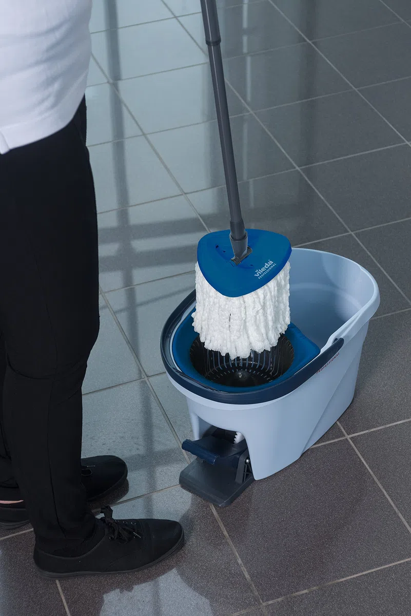 Vileda Professional UltraSpin Mini Kit Senza Maniglia, Ideale per tutti gli ambienti professionali su pareti e pavimenti, Microfibra, Testa triangolare per una facile pulizia degli angoli