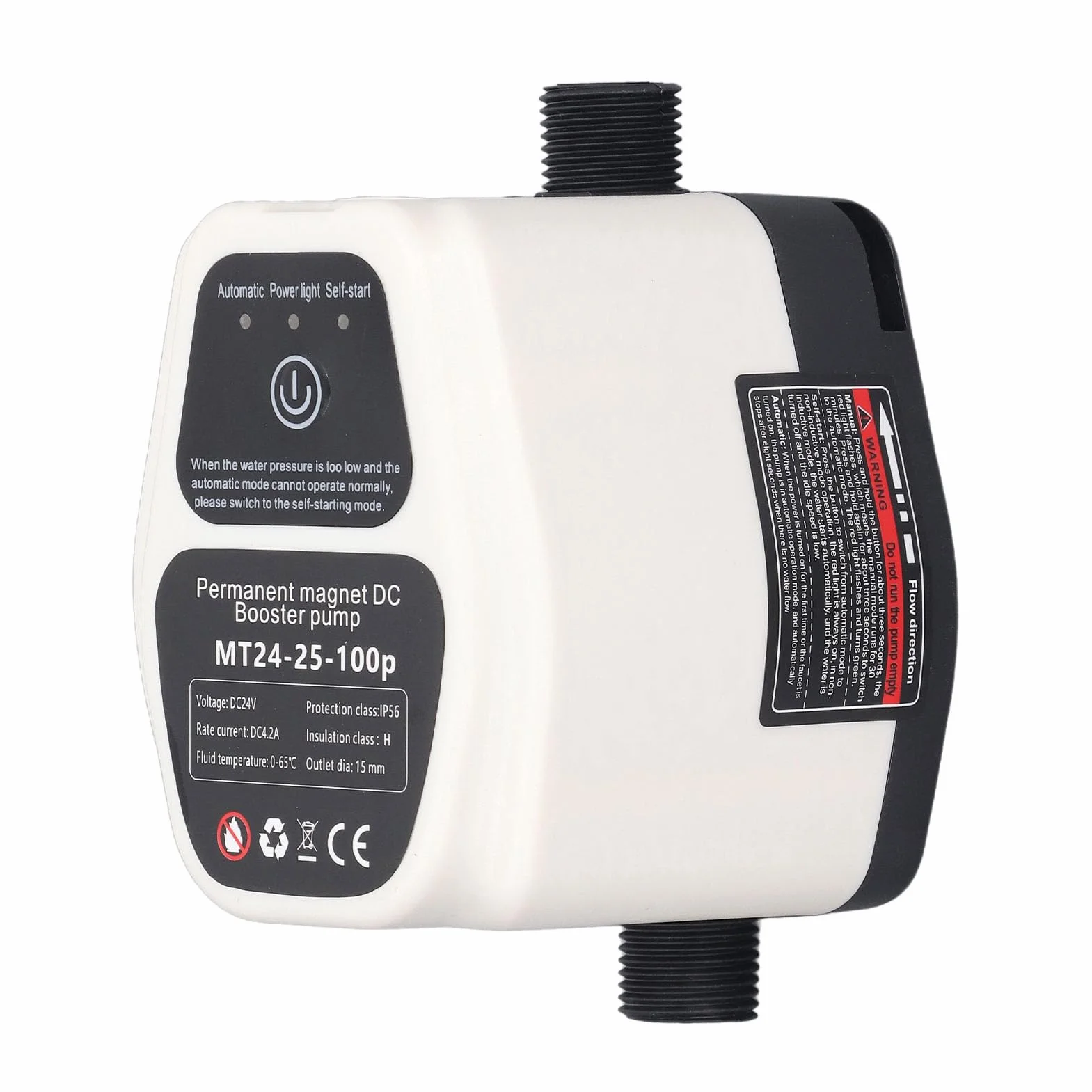 Pompa di Aumento Automatico della Pressione 'acqua con Rilevamento Intelligente 24V 100W - Aumenta la Pressione 'acqua Domestica in Modo Efficiente (Spina UE)