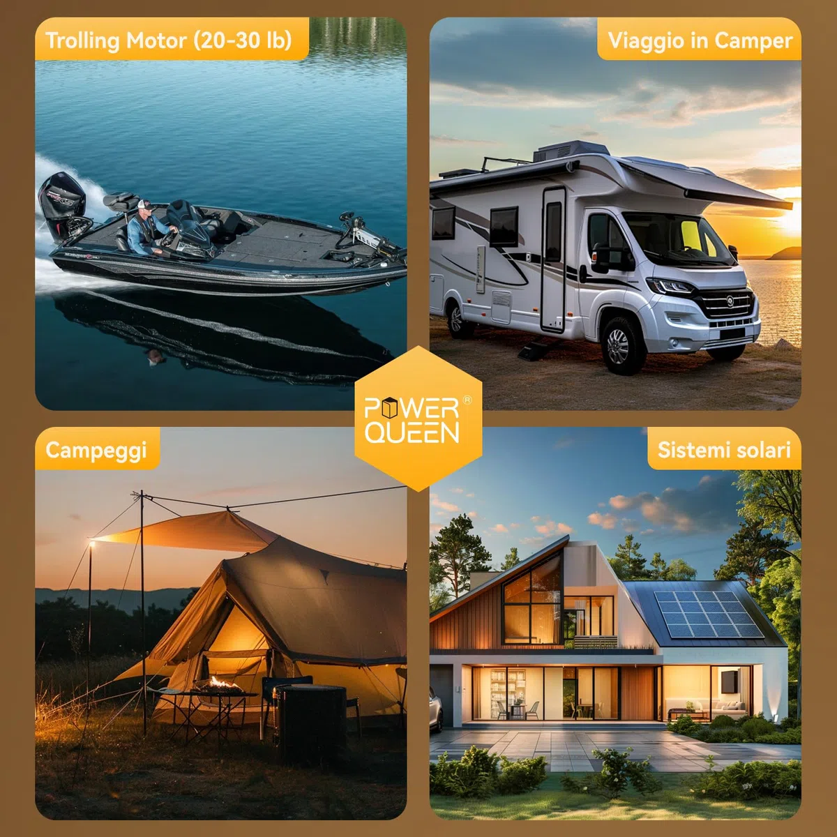 Power Queen Batteria al Litio 12V 50Ah 640Wh Batterie LiFePO4 a Ciclo Profondo fino a 15000+ Cicli Batteria Ricaricabile con BMS 50A per Scooter Elettrici Barca Camper Solare Marine Rasaerba