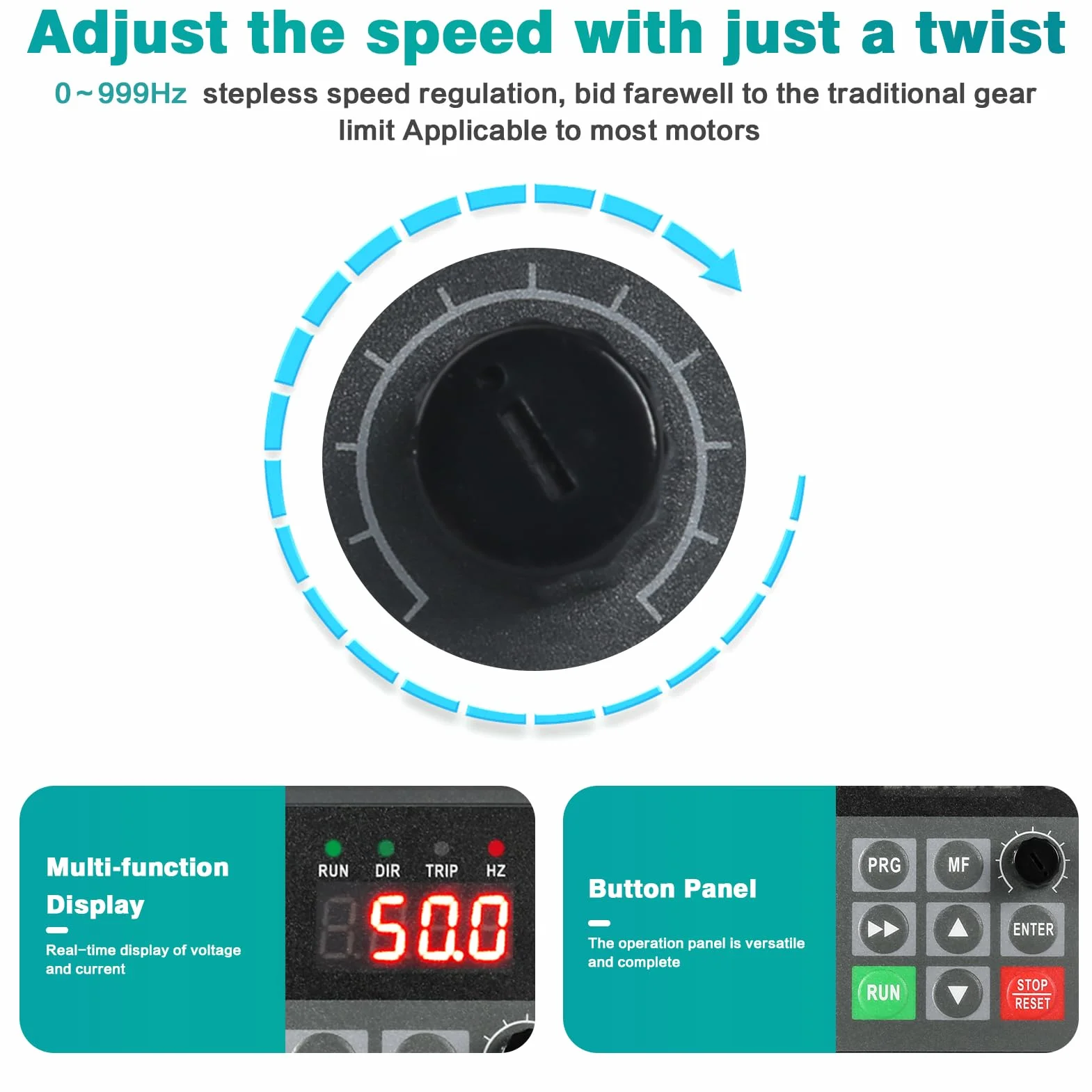 Inverter per Motori Trifase 380V, 5.5KW VFD Convertitore di Frequenza 380V Ingresso Trifase e Uscita Trifase, CNC Variatore di Frequenza 380V Trifase per Controllo Velocità CNC Motore Mandrino