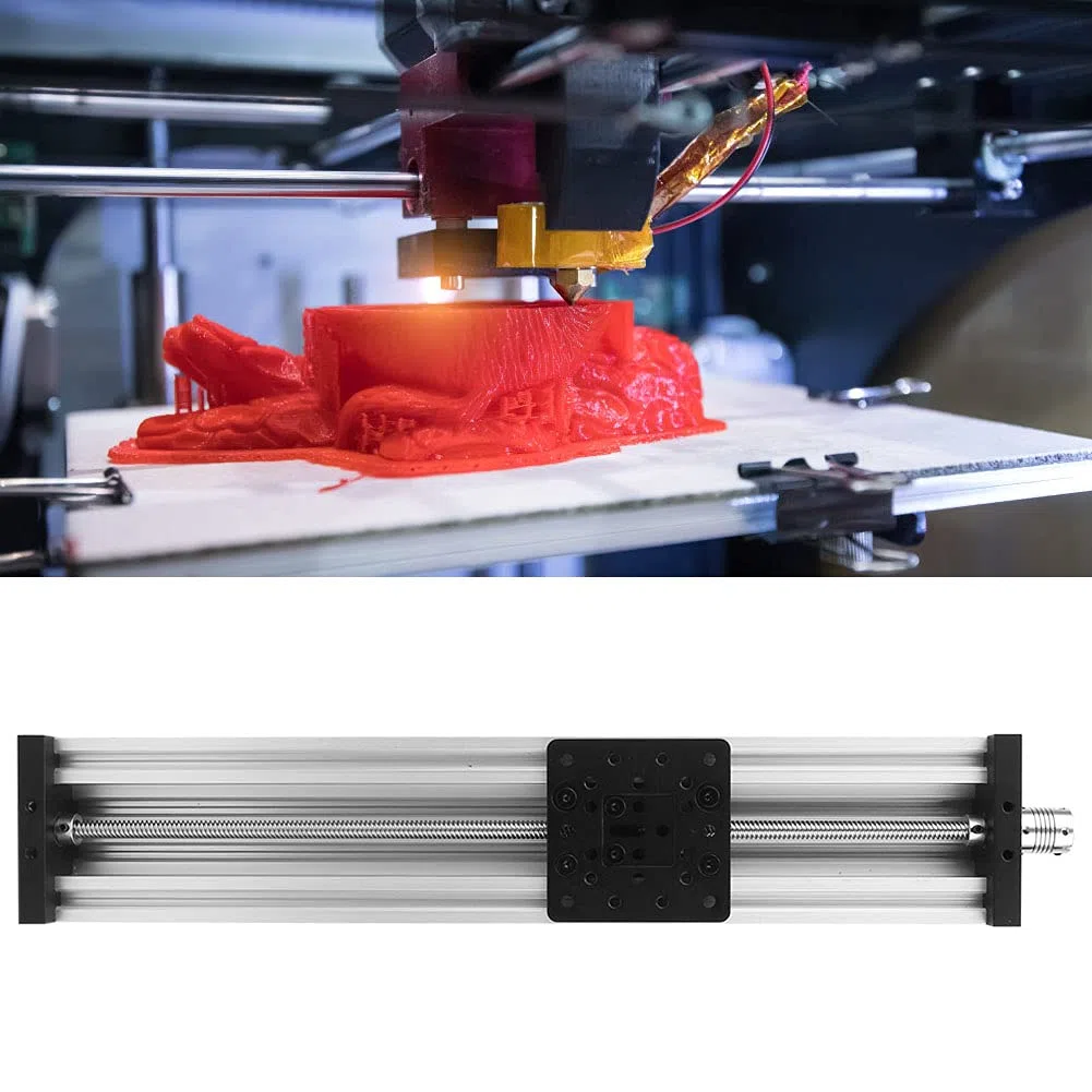 Guida Lineare 8mm in Lega di Alluminio per Stampante 3D, Attuatore con Vite a Ricircolo di Sfere, Movimento CNC Silenzioso, Guida di Scorrimento da 400mm - Argento