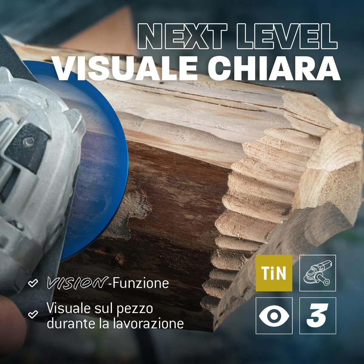 Qualità tedesca Bayerwald Tools NeoPlane – Disco per fresa per legno adatto per smerigliatrice angolare – Carving con visione libera – denti HM rivestiti TiN – lunga durata