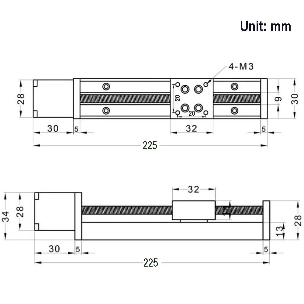 Mini attuatore lineare per guida a scorrimento T6x1 con motore passo a passo NEMA11, lunghezza di corsa effettiva 150 mm, per router CNC fai da te X Y Z lineare (dimensioni: 150 mm)