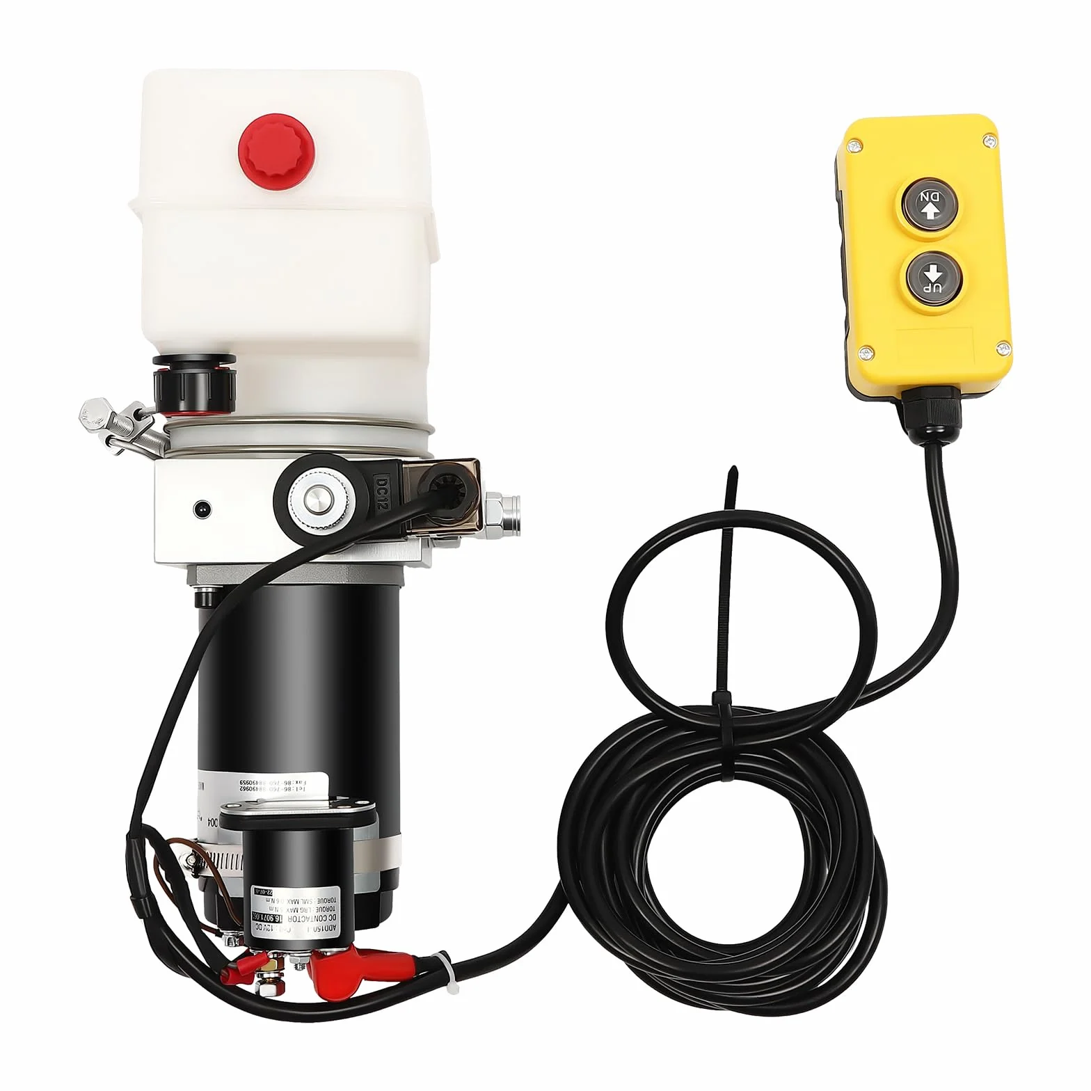 Pompa idraulica elettrica 12 V, pompa idraulica, pompa a ribaltamento ad azione semplice, serbatoio da 1,5 l, pompa idraulica con telecomando e indicatore di tensione