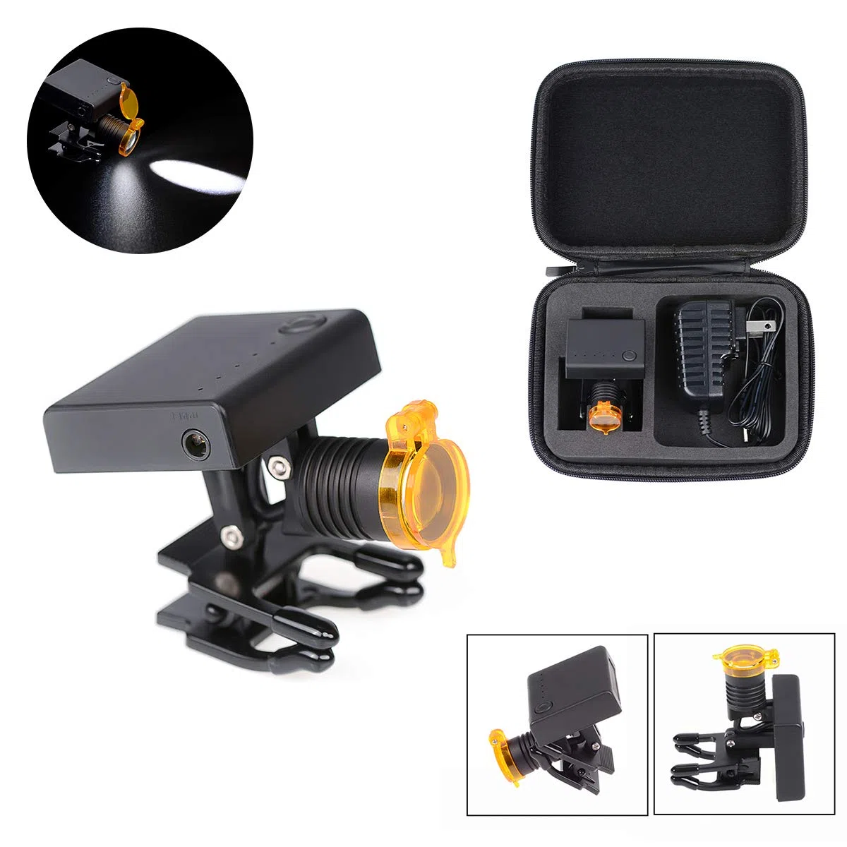 BONEW Faro faro senza fili per binocolo Den~tal Me, occhiali con filtro ottico a clip + custodia in tessuto (3 W)