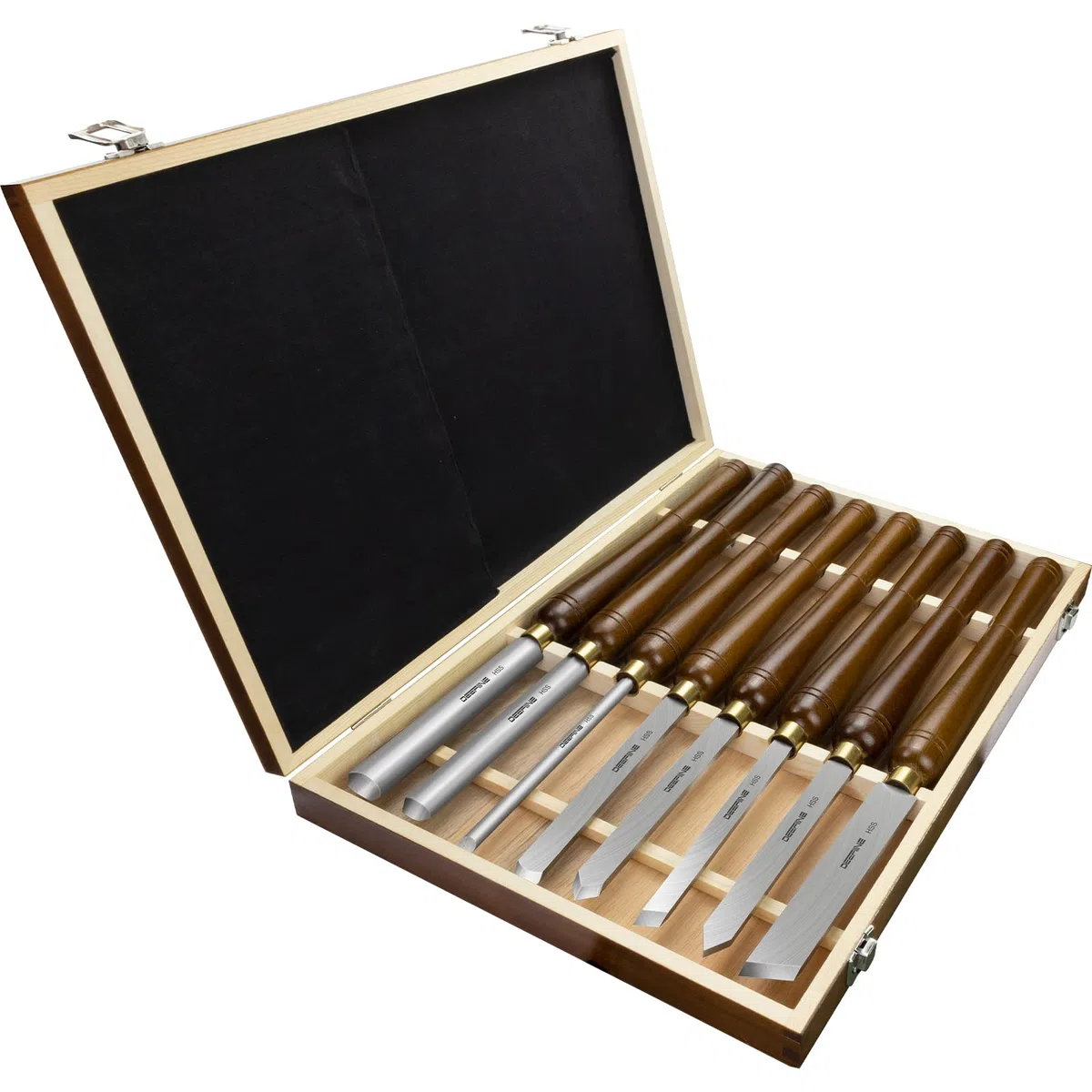 Kit di scalpello per tornitura in legno HSS 8 pezzi con manico in faggio