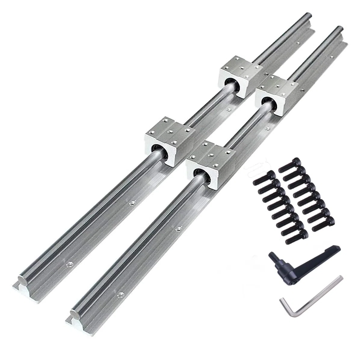 Guida Lineare SBR12 1300mm Set di Guide per Cuscinetti Lineari con 2 x Alberi di Guida da 1300 mm e 4 x Blocchi SBR12UU, Guida di Scorrimento Lineare Inossidabile con Fori Preforati