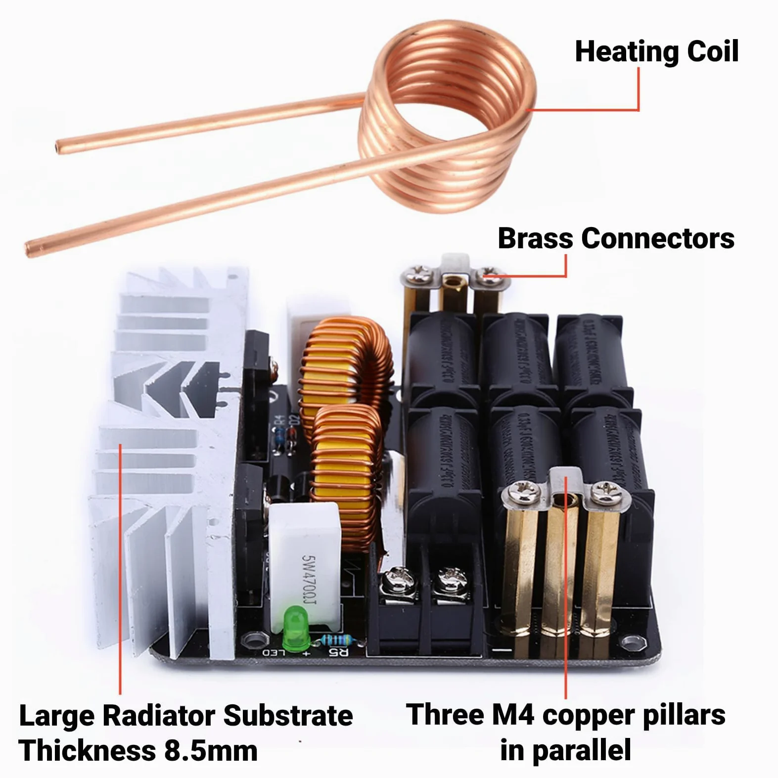 1000 W ZVS Bassa Tensione Induzione Riscaldatore A Induzione Bobina Kit Modulo di Riscaldamento A Induzione Modulo Scheda di Riscaldamento Flyback Driver Riscaldatore FAI TE