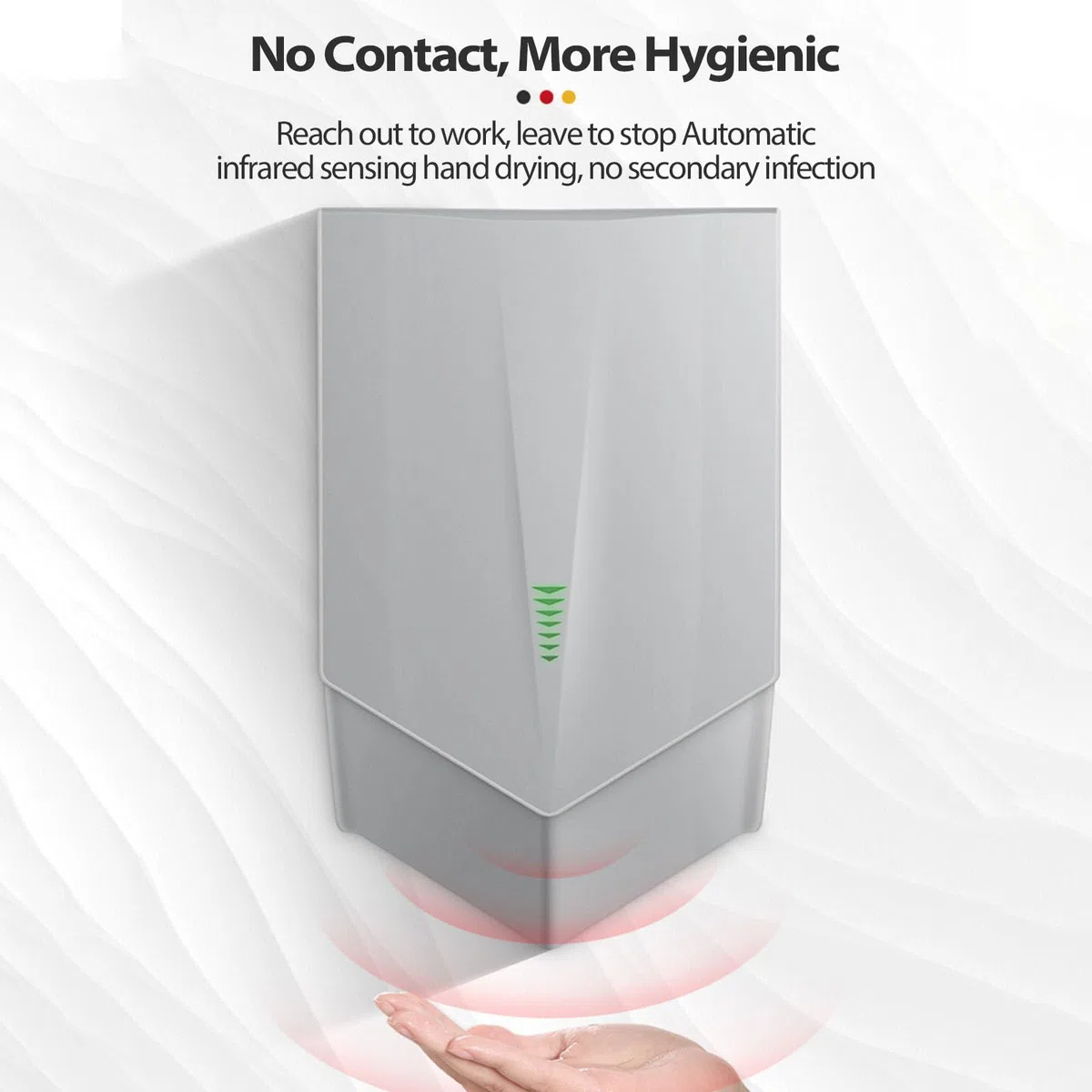 Asciugamani Commerciale con sensore Automatico, asciuga Mani Elettrico a Parete da 1500 W ad Asciugatura Rapida, Attrezzatura per asciugare Le Mani a Basso consumo energetico per WC,Grey