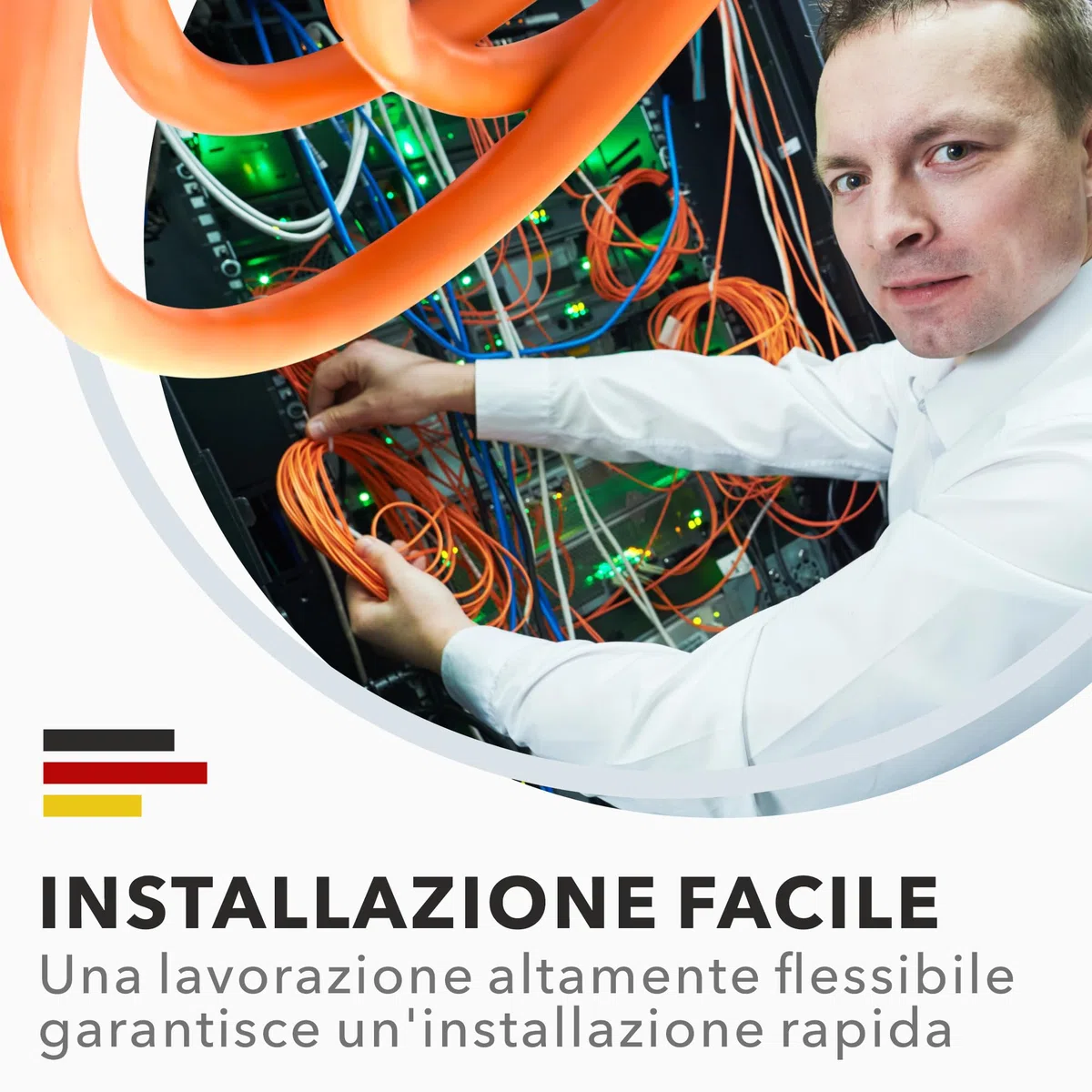 RedStar24 CAT 7 Cavo di rete 50m - Cavo Ethernet CAT7 Schermato - Cavo dati LAN Gigabit S/FTP, PIMF, PoE, 10Gbit/s, Senza alogenuri, Cavo di installazione in rame - 50 metri