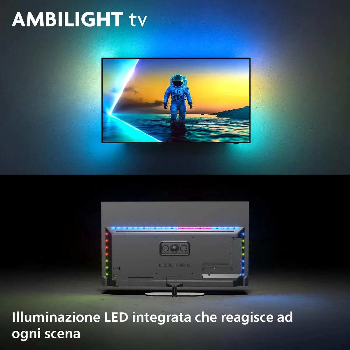 Philips Ambilight 65OLED820 4K OLED Smart TV - Display 65’’ con processore P5 AI Perfect Picture Ultra HD, Google TV, Dolby Vision e Atmos Sound - Funziona con Alexa e Google