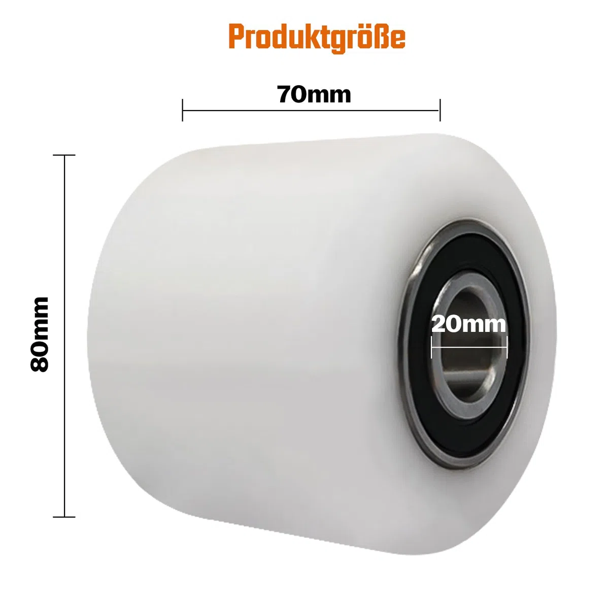 4 pezzi di ruote per carrello in poliammide nylon 80 x 70 mm, asse 20 mm, con cuscinetti a sfera. Ruote di ricambio per carrello, capacità di carico max 1000 kg