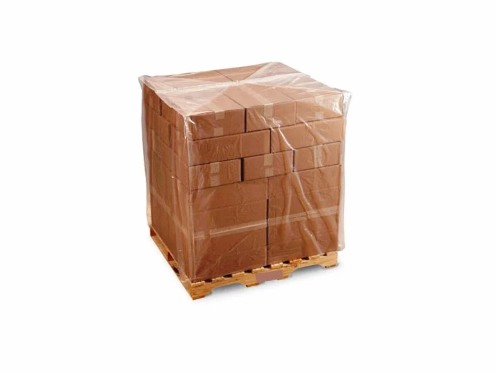 3 Sacchi Copri Pallet BD cm 120x110 H 200 Micron 110 (1000gr a Cappuccio)