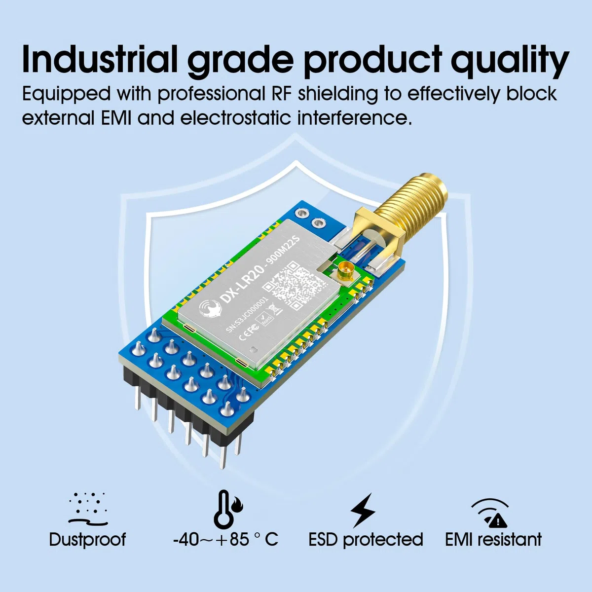 DX-LR20 LLCC68 Chip Developer SET Support Air Wake-up 8km 22dBm UART LoRa SpreadSpectrum Technology 868/915mhz Modulo RF LoRa (DX- LR20-900-T1)