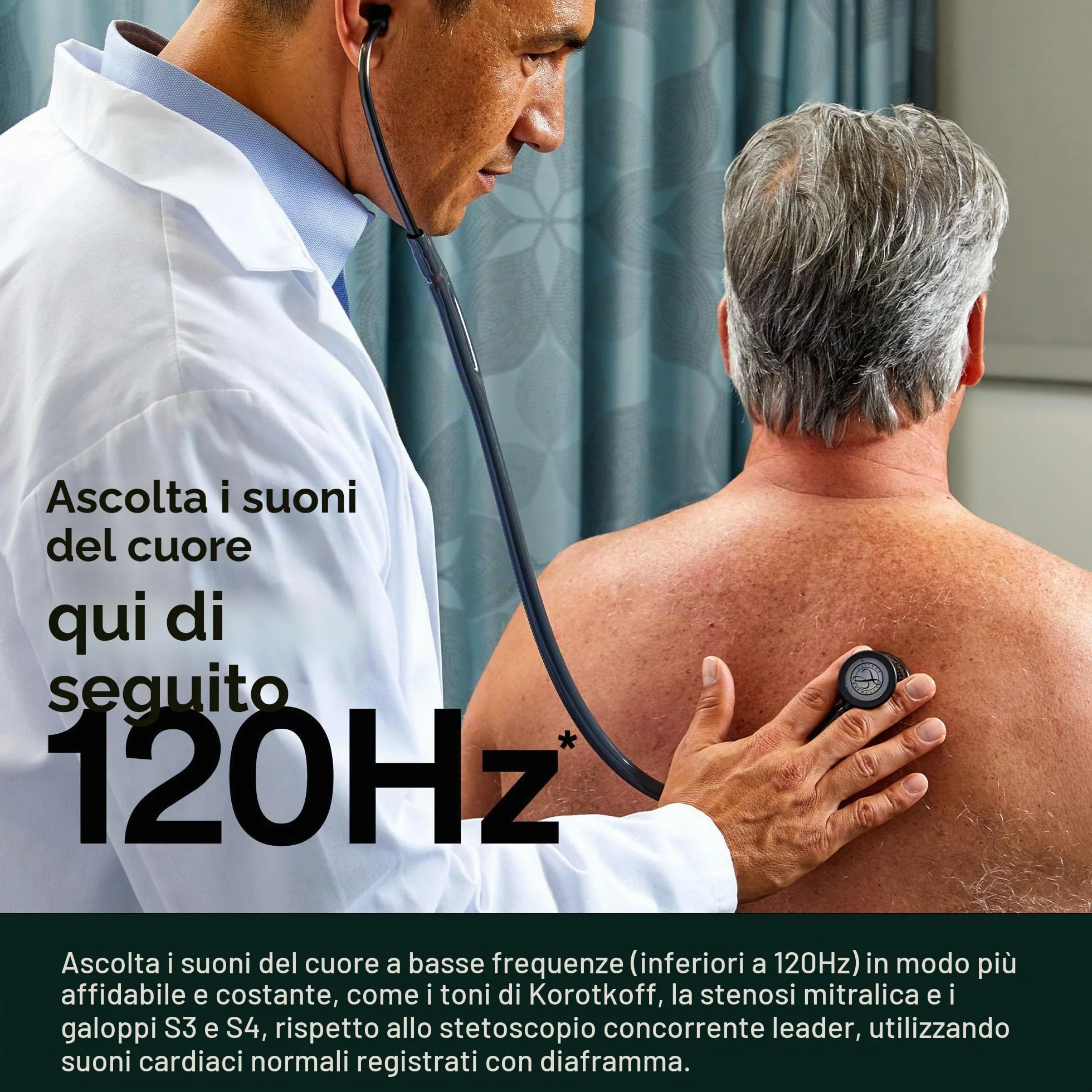 3M Littmann Stetoscopio diagnostico Cardiology IV, testina con finitura nera, tubo auricolare nero, connettore blu e archetto nero, 69 cm, 6201
