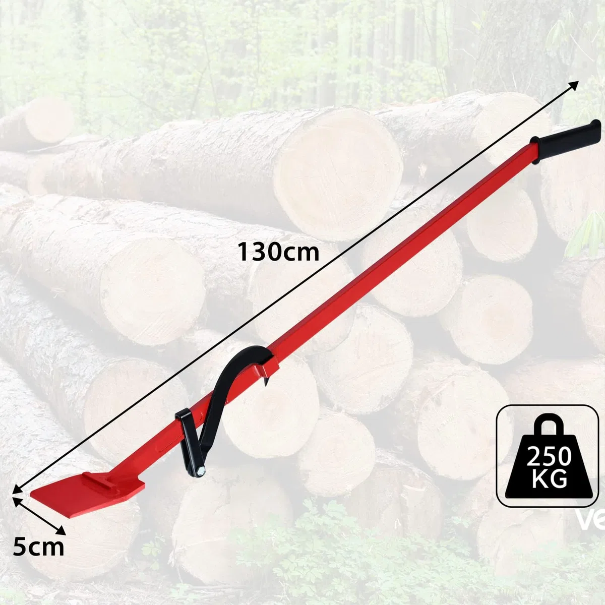 ACXIN Sollevatore per cascate degli alberi, 130 cm, sollevatore forgiato con gancio reversibile e impugnatura ergonomica antiscivolo, aiuto per la caduta degli alberi