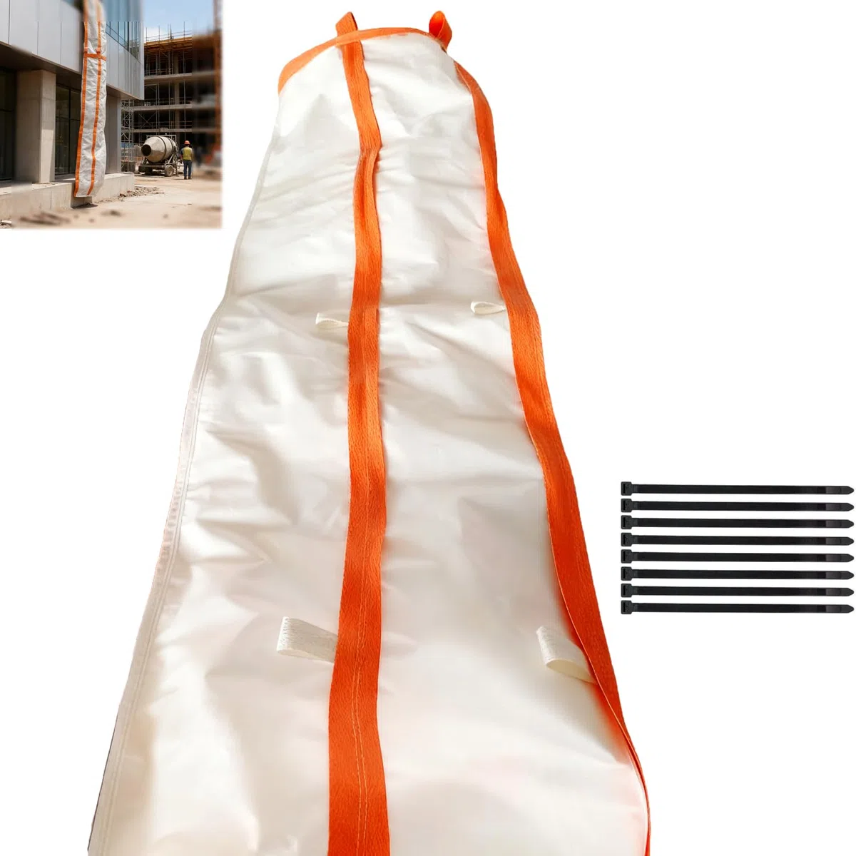 Scivolo per Detriti,Scivolo per Rifiuti Edili da 400 cm, con 8 Fascette,per il Trasporto di Residui di Cemento,Rifiuti,Arancione-Rosso