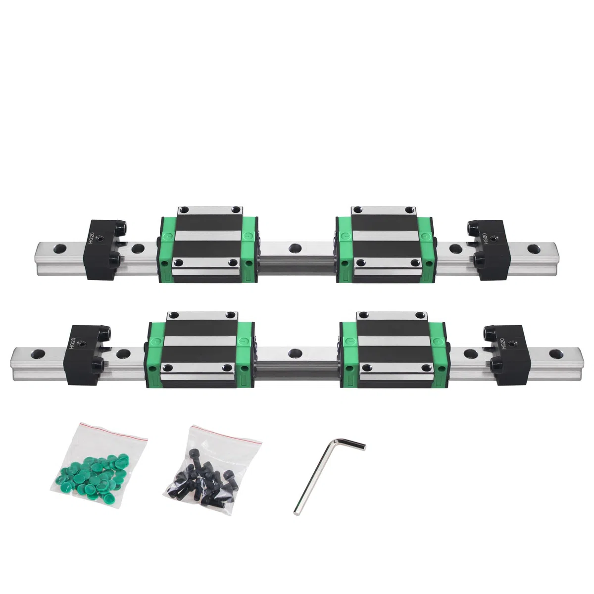 Set di guide lineari, 2 binari lineari HGR20-300 mm, con 4 blocchi scorrevoli HGW20CC + 4 blocchi di limitazione per stampante 3D CNC