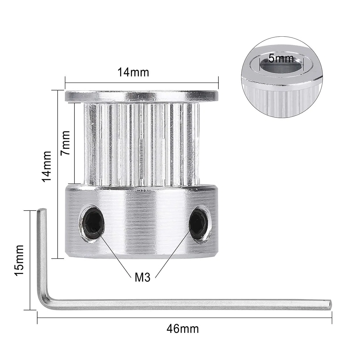 Puleggia Cinghia Dentata GT2 Foro 5 mm 16 Denti in Lega di Alluminio con Chiave Esagognale per 6 mm Ampia Cinghia Stampante 3D Macchina CNC 11 Pezzi