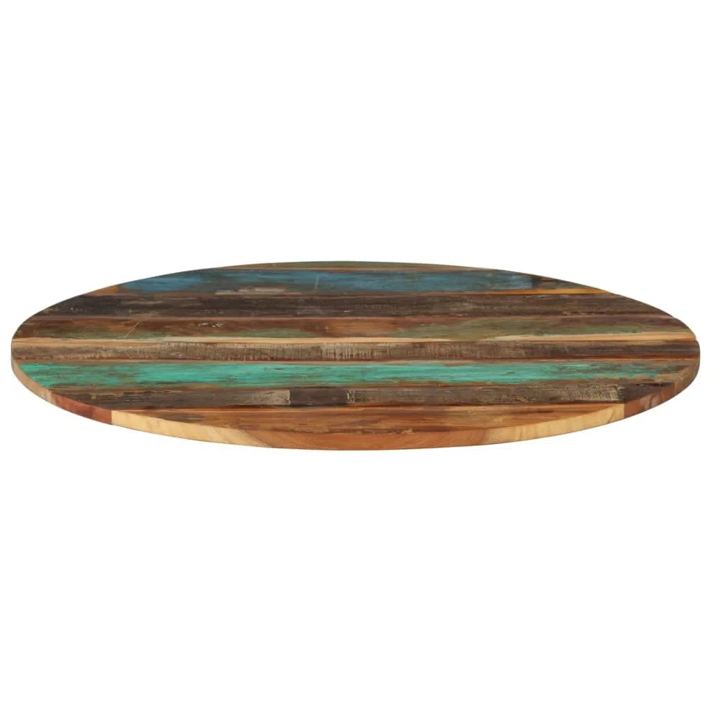 Piano Tavolo Rotondo 80 cm 15-16 mm in Legno di Recupero Multicolore,286035