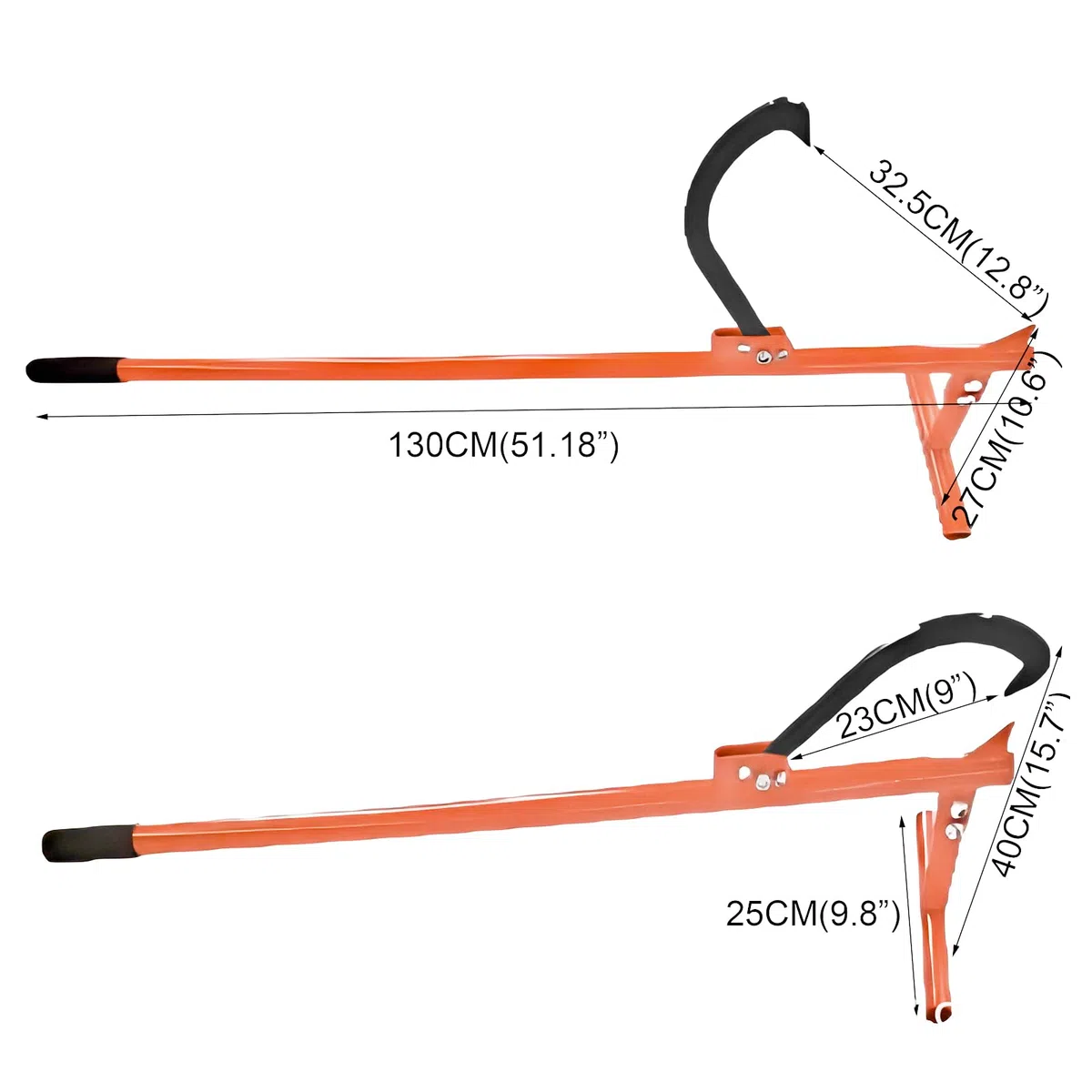 Sollevatore a cascate, 130 cm, con gancio reversibile, apertura max 32 cm, sollevatore di bordi forgiato con gancio reversibile e impugnatura antiscivolo, sollevatore per la caduta di alberi, per