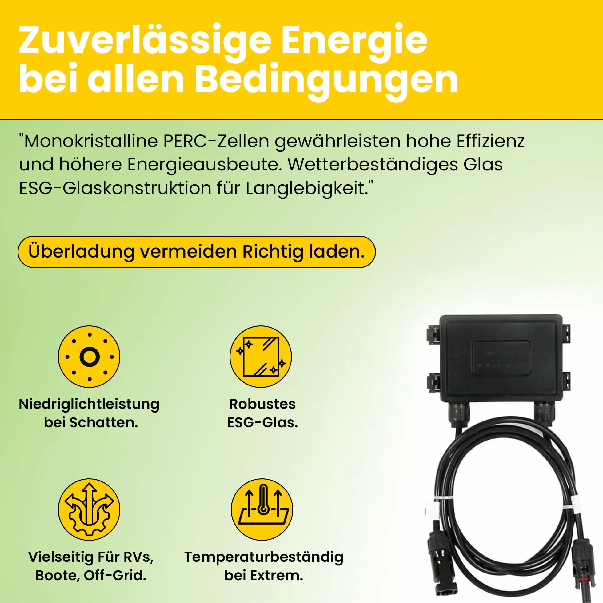 Offgridtec - Modulo solare monocristallino, 100 W, 36 V, ideale per batterie da 12 V e 24 V