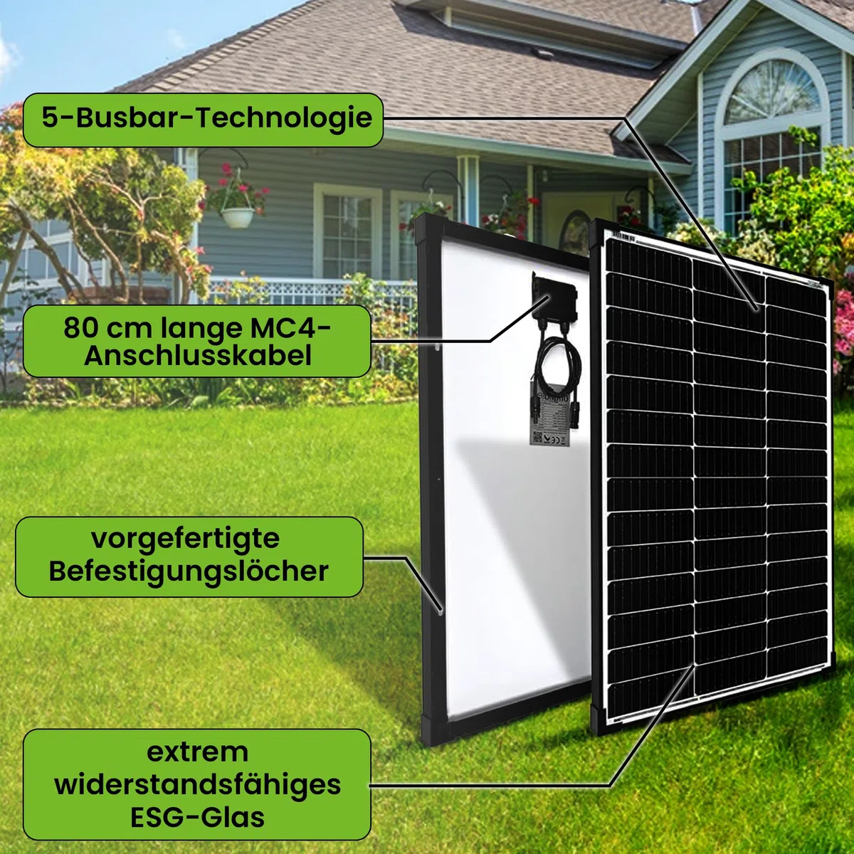 Offgridtec - Modulo solare monocristallino, 100 W, 36 V, ideale per batterie da 12 V e 24 V