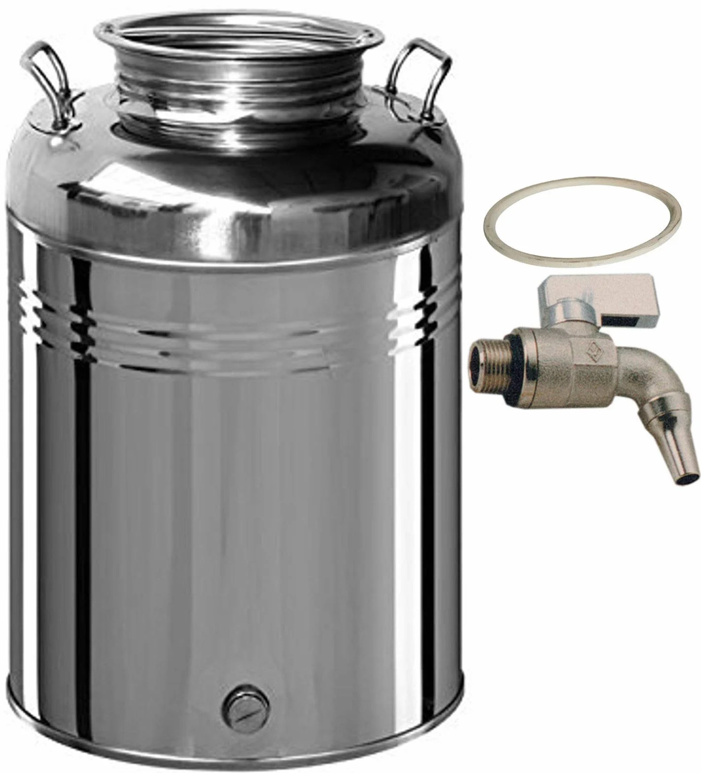 BELVIVERE Contenitore fusto bidone olio Inox 18/10 made in Italy con rubinetto salvagoccia e guarnizione (50 litri)