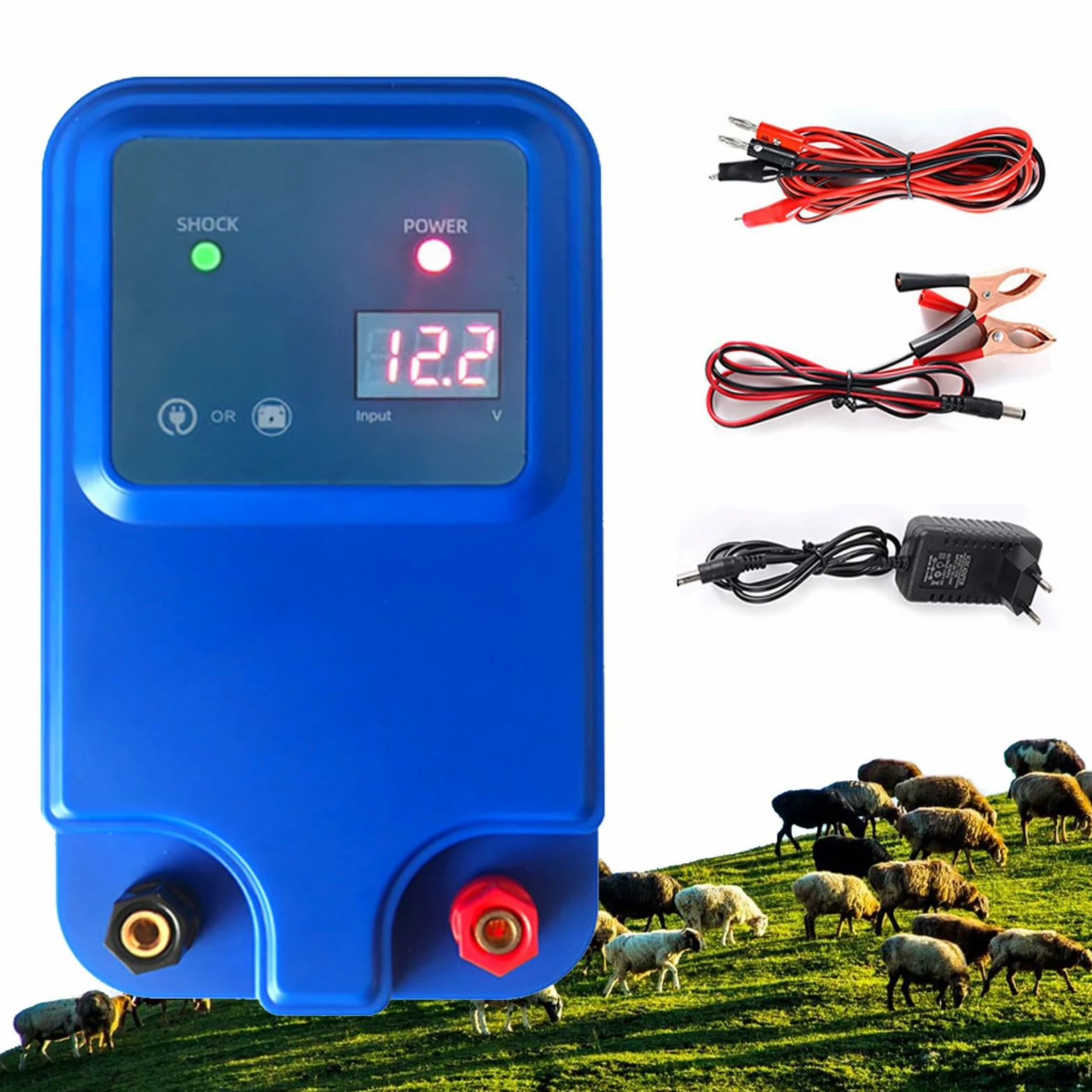 Elettrificatore Per Recinto Elettrico 12v, Con Display a Led Portata 5 Km, 1,5 Joule, Per La Protezione Di Bovini Pecore Bestiame Animali Domestici Pollame Pascoli Domestici Giardini