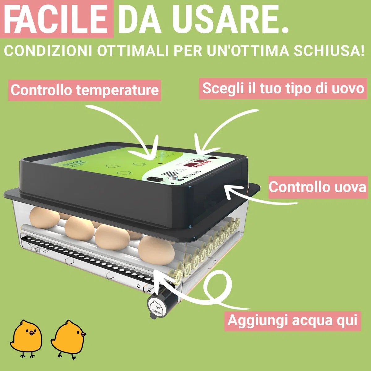OBI-36 Incubatrice 36 uova per galline, papere e altri + NUOVE 2024 + Rotazione automatica + Controllo Temperatura + Indicatore Umidità + Candela per uova integrata + GARANZIA 5 ANNI