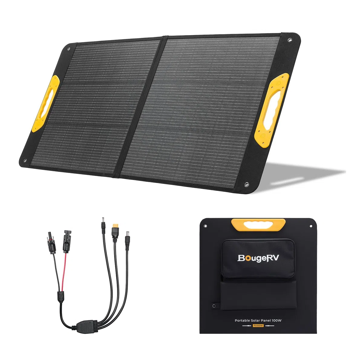 BougeRV 100W Pannello Solare Pieghevole, 25% Efficienza N-Typ, Per Batterie 173Wh/277Wh, Modulo Solare Mobile In Fibra Di Vetro, IP65, Per Stazione Energetica, Camping, Esterno, Giardino