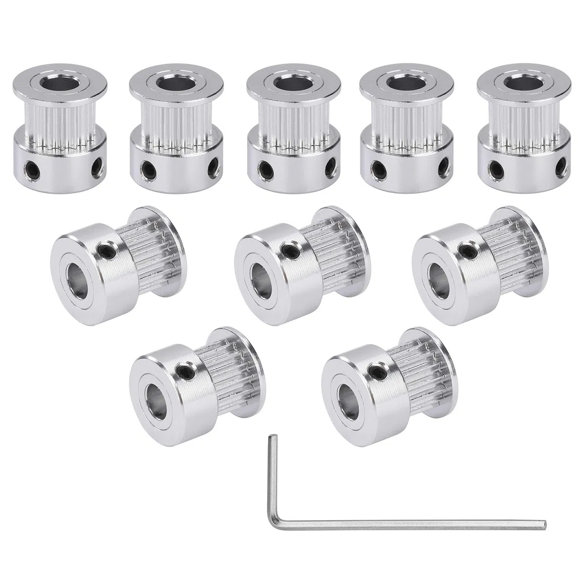 Puleggia Cinghia Dentata GT2 Foro 5 mm 16 Denti in Lega di Alluminio con Chiave Esagognale per 6 mm Ampia Cinghia Stampante 3D Macchina CNC 11 Pezzi