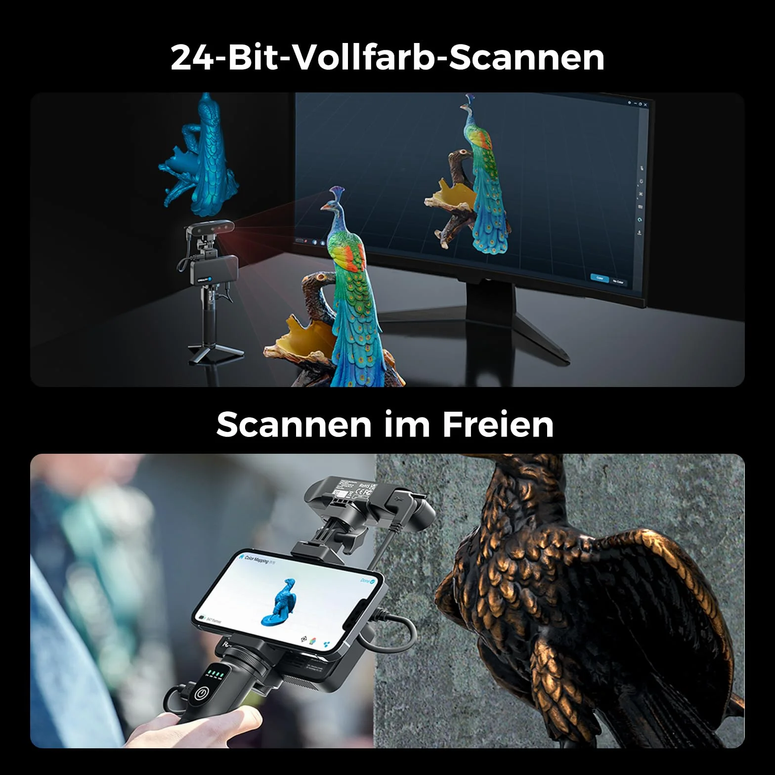Creality Scanner 3D CR-Scan Ferret Pro per stampa 3D, scanner manuale con scansione wireless e monitoraggio anti-shake, aggiornamento per una scansione a colori rapida, precisione di 0,1 mm, per iOS