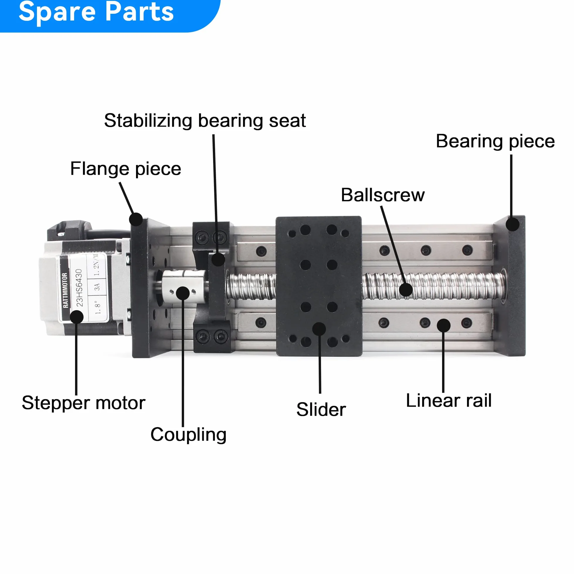 RATTMMOTOR Attuatore lineare, lunghezza 200 mm, doppio attuatore lineare, guida lineare CNC SFU1605 con motore passo-passo Nema23 per asse XY, XYZ